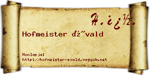 Hofmeister Évald névjegykártya